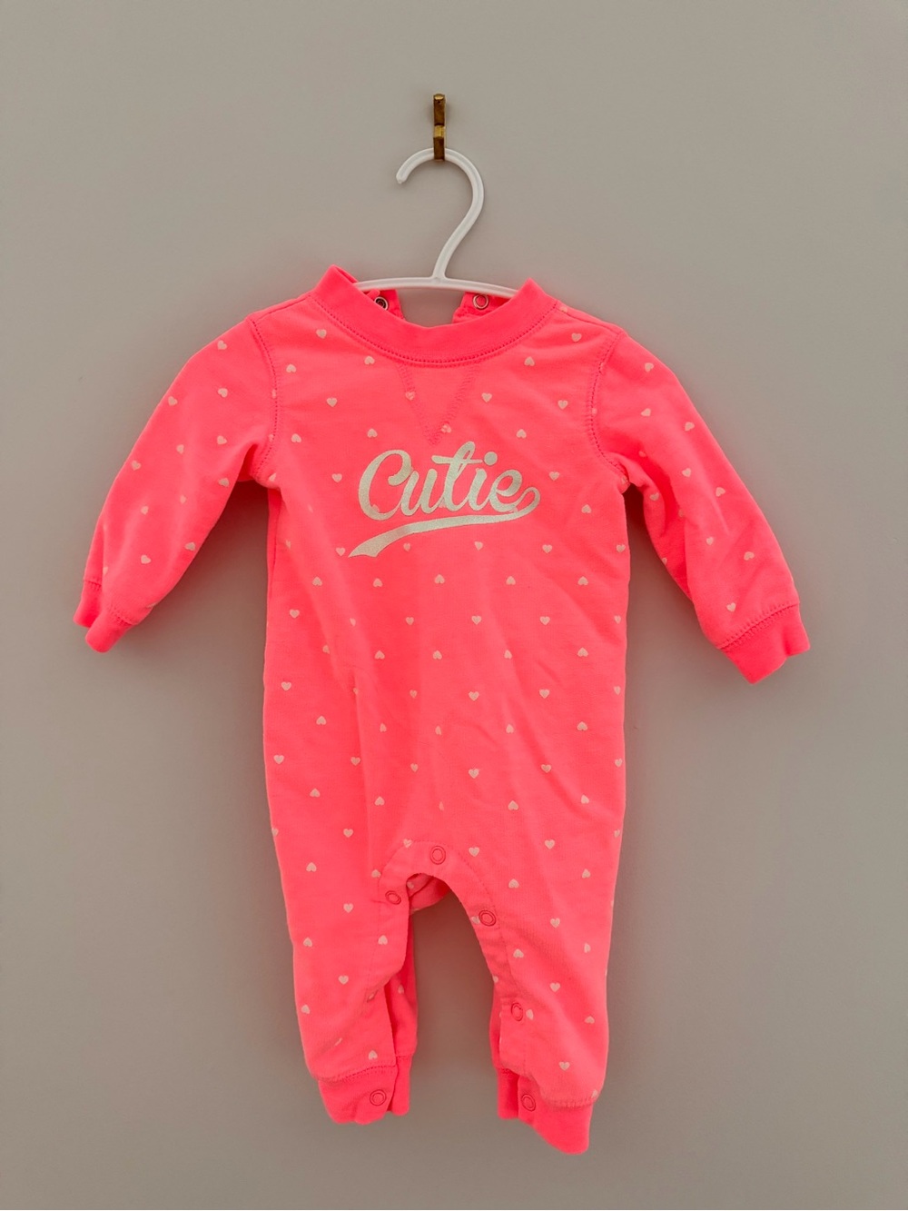 Carter's Neon Pink 'Cutie' Heart-Print Baby One-Piece